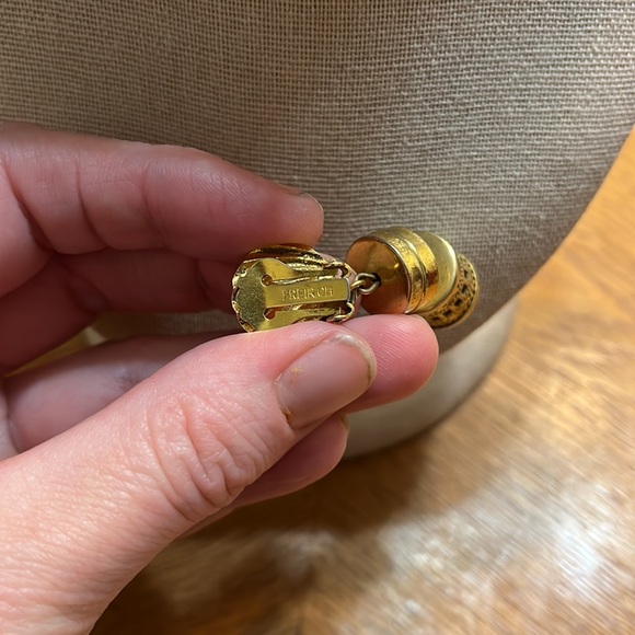 Vintage Gold Tone Freirich Dangle Earrings - Picture 3 of 3